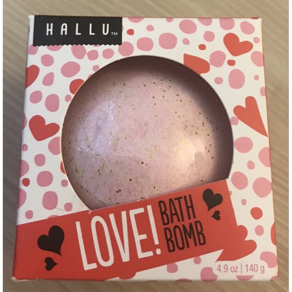 HALLU LOVE! Bath Bomb Pastel Pink With Gold Sparkles (Fizzes In Water) NEW 4.9OZ